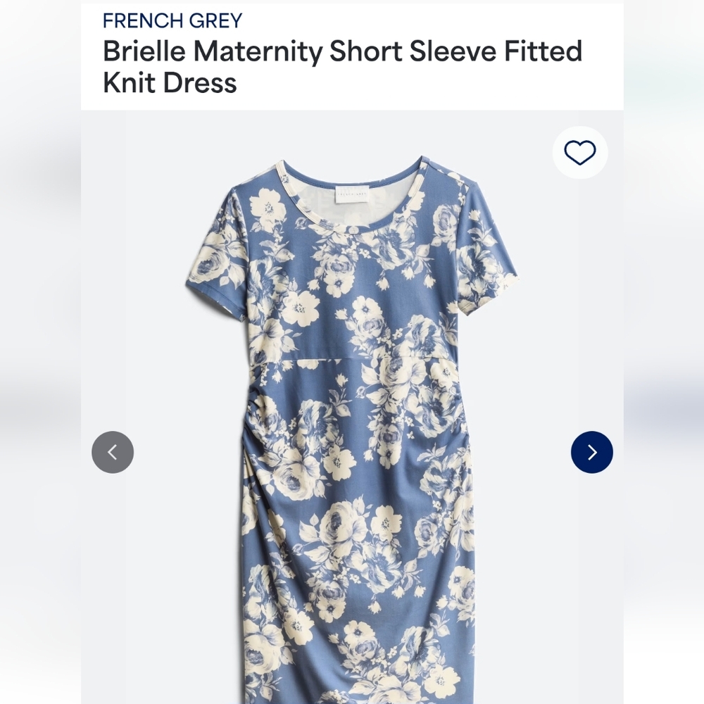 French Grey Blue Floral Maternity Knit Dress